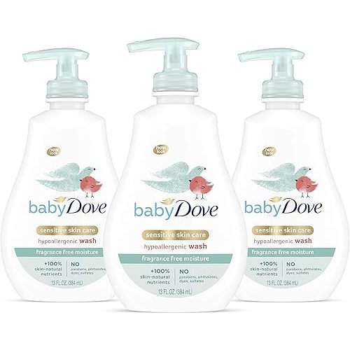 Baby Dove Tip to Toe Baby Body Wash For Baby's Sensitive Skin Sensitive Moisture Washes Away Bacteria, Fragrance-Free and Hypoallergenic Baby Soap, 13 Fl Oz (Pack of 3)