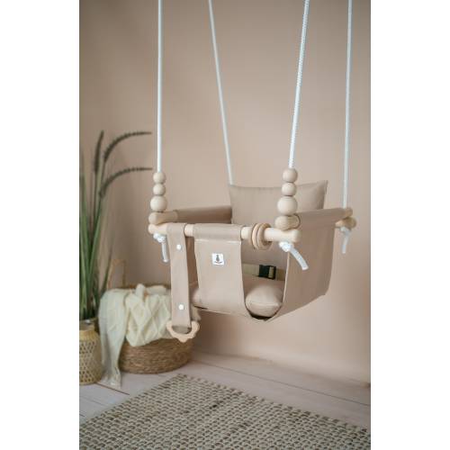 BEIGE CAPPUCCINO Indoor Baby Montessori Swing, Toddler swing | CE |