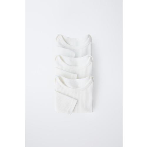 0-6 MONTHS/ THREE-PACK OF LONG-SLEEVE BODYSUITS WITH KIMONO COLLAR - Oyster-white | ZARA United States