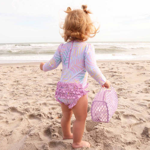 0-3M Island Palms | Long Sleeve Rash Guard With Ruffle Bottom |