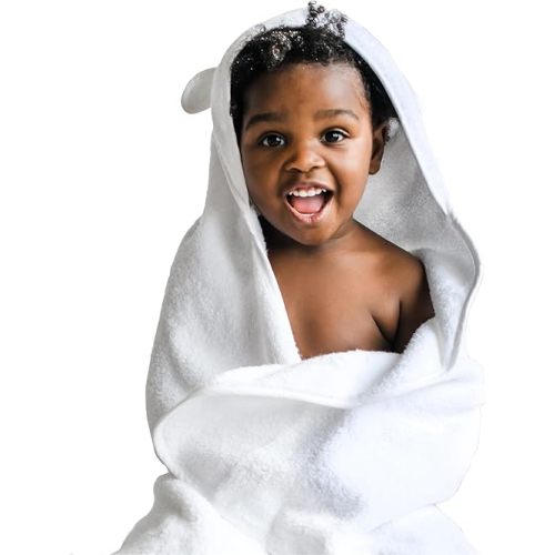 Natemia: Hooded Baby Bath Towel (White)