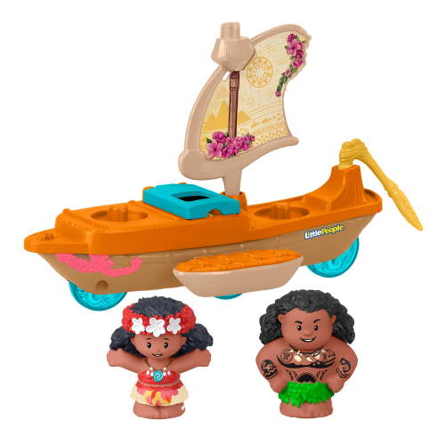 Free Shipping! Little People Disney Moana and Maui Canoe Set, Toddler Toy Boat with Figures