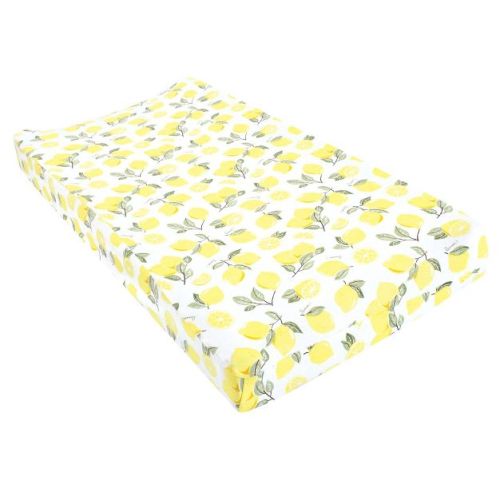 Hudson Baby Infant Girl Changing Pad Cover, Lemon, One Size