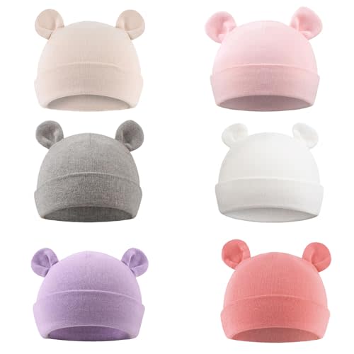 PESAAT Newborn Hospital Hat 0-12Months Preemie Boys Girls Beanie Solid Infant Baby Hats Autumn Winter
