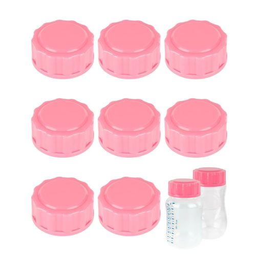 Travel and Storage Bottle Caps Compatible with Avent Baby Bottles, Bottle Lids Replacement, 8 Count, Pink