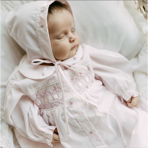 Ribbon Smocked Take Me Home Gown with Hat | Feltman Brothers
