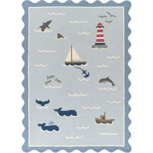 Birch Lane™ Lola Hand Tufted Wool Sea Blue Area Rug | Birch Lane