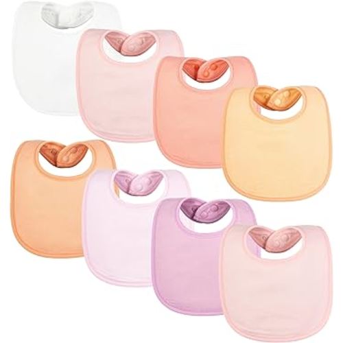 Tiny Twinkle 8 Pack Baby Bibs for Drooling and Teething – Waterproof & Absorbent Bibs for Baby Girl & Boy, Machine Washable Infant Bib Set for Newborns and Toddlers (Girl Sherbet 8-Pack)