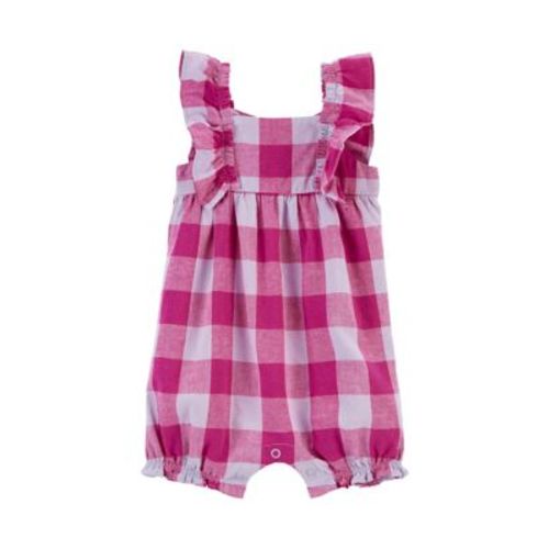 Baby Girls Flutter Sleeve Gingham Romper