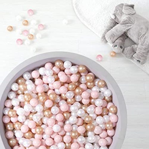 TRENDPLAY Ball Pit Balls for Baby and Toddlers Ball Pit Pool Playpen with Storage Bag Indoor Outdoor, 100pcs, Color Pink,Brown,White