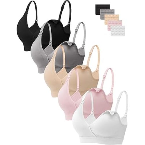 HBselect Nursing Bras for Breastfeeding, Seamless V Neck Maternity Bra Wireless Women Pregnancy Postpartum Bra Sleep Bralette
