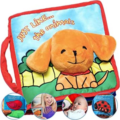 Stimulating Baby Books 0-6 Months and 6-12 Months Infants | Crinkle Books for Babies Makes Great Toys Gift for 1 Year Old | Soft Cloth Animals Baby Books for Baby Gift
