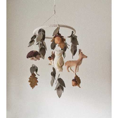Woodland Baby Mobile Neutral Baby Mobile Forest Animals Deer Owl Hare Hedgehog Forest Baby Crib Mobile Natural Woodland Nursery Decor