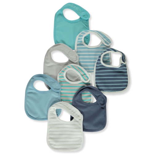 Hanes Baby Boys' 8-Pack Bibs - charcoal/blue, one size