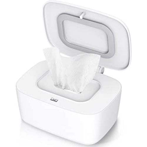 Zdolmy Wipes Dispenser, Wipe Holder for Baby, Refillable Wipe Container, Portable Press to Open, Non-Slip, No Warmer Function, White
