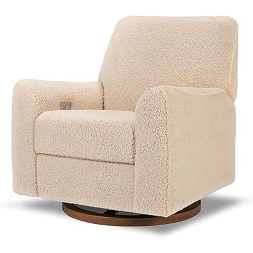 Nurseryworks for Babyletto Sunday Power Recliner and Swivel Glider in Chai Shearling, Greenguard Gold Certified and CertiPUR-US® Certified