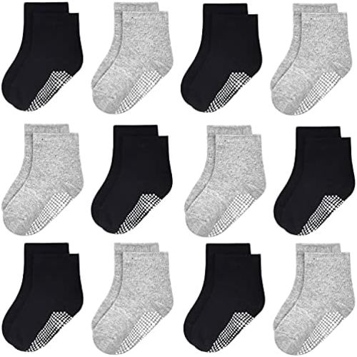 GRPSKCOS Baby Socks Non Slip 12 Pairs Toddler Anti Skid Socks for 0-7 Years Infants Little Kids Boys Girls