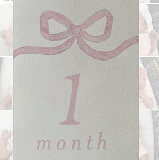 Watercolor baby milestone cards: pink bow, cardstock