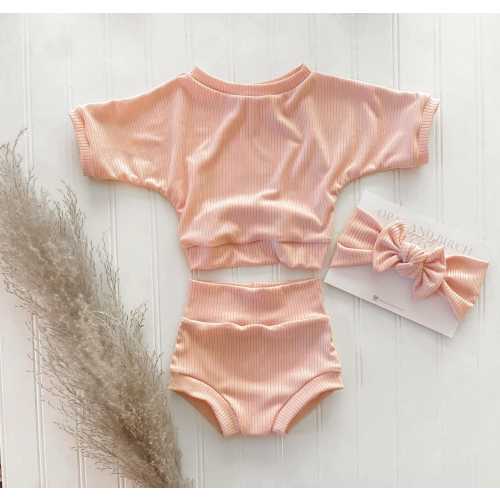 Babygirl outfit set - High waisted light pink bummies and bow set - Baby shorts - Babygirl bummies - Pink bummies - Headwrap bow