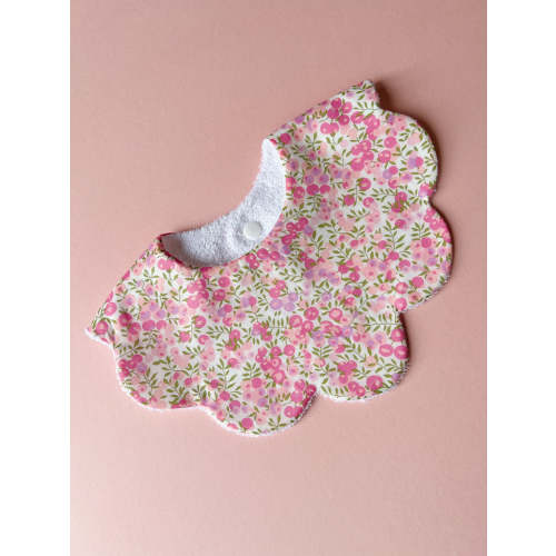Wiltshire Plum Blossom Liberty Scalloped bib