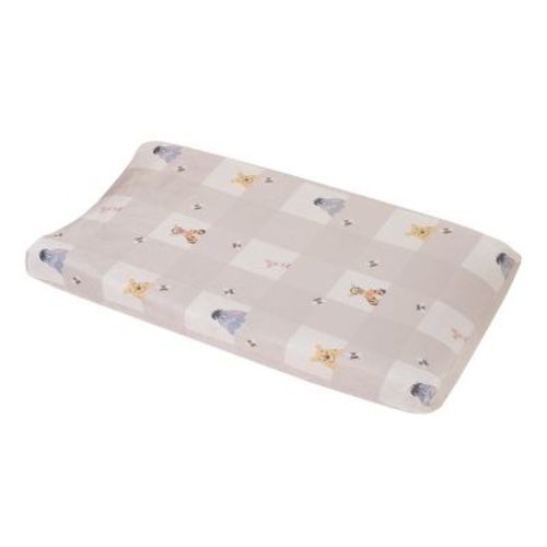 Nojo Disney Winnie The Pooh Hugs And Honeycombs Grey And White Plaid With Piglet, Tigger And Eeyore Contoured Changing Pad Cover