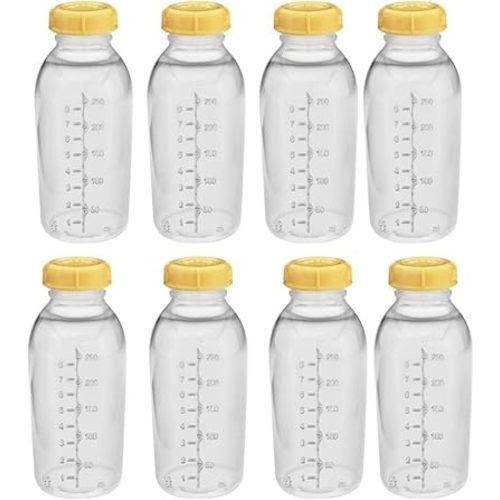 Medela Breastmilk Collection Storage Feeding Bottle with Lids-8 Pack (8 Bottles and 8 Lids)w/lid 8oz /250ml