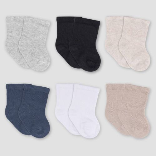 Gerber Baby 6pk Wiggle Proof Socks - Cream 6-12m