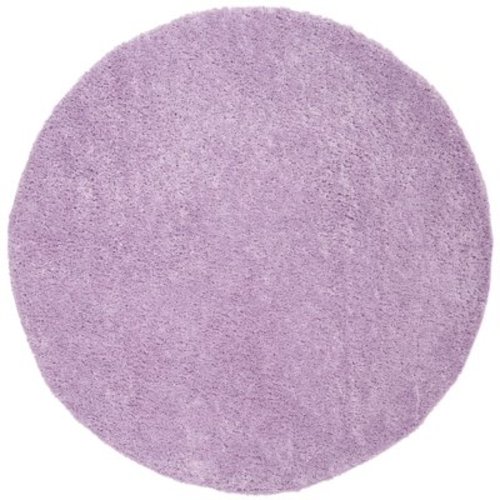 SAFAVIEH August Carlene Solid Plush Shag Area Rug, Lilac, 5'3" x 5'3" Round