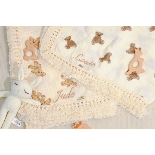 Personalized Teddy Bear Baby Blanket