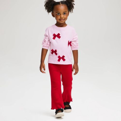 Baby Girls' Long Sleeve Bows Oversized T-Shirt - Cat & Jack™ Light Pink 18M