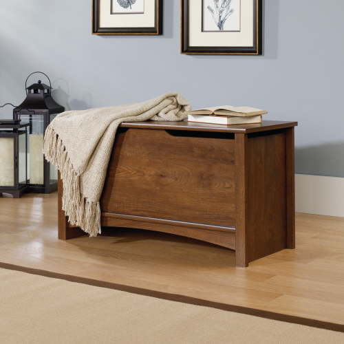 Sauder Shoal Creek Wooden Storage Chest, Blanket Furniture, Oiled Oak Finish