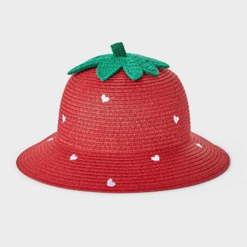 Toddler Girls' Strawberry Heart Bucket Hat - Cat & Jack™ Berry Red 2T-5T
