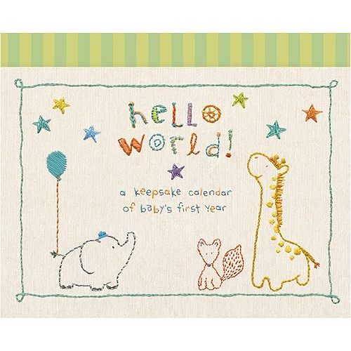 C.R. Gibson Animals 'Hello World' Baby Calendar Baby First Year Tracker, 11'' W x 18'' H