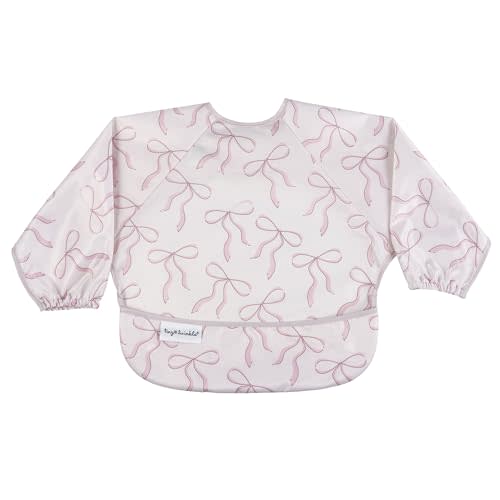 Tiny Twinkle Long Sleeve Bib for Babies & Toddlers | Waterproof Smock Bib for Eating | Machine Washable & Mess-Proof Feeding Essentials | Newborn Shower Gift (Bows, Small 6-24 Months)