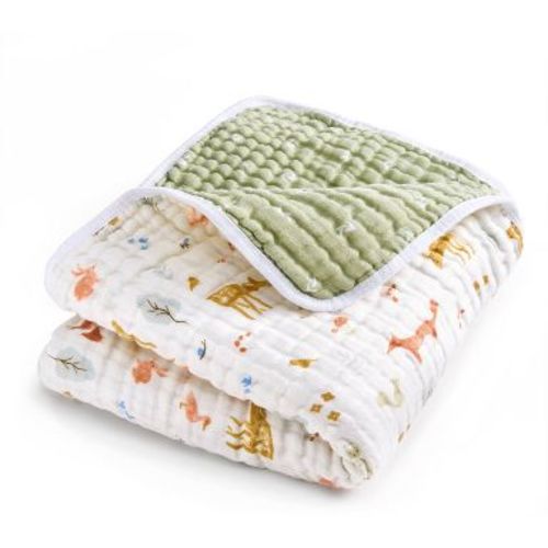 aden + anais essentials Cotton Muslin Baby Blanket - Sage Woodland: Animals, 100% Cotton, 1 Pack