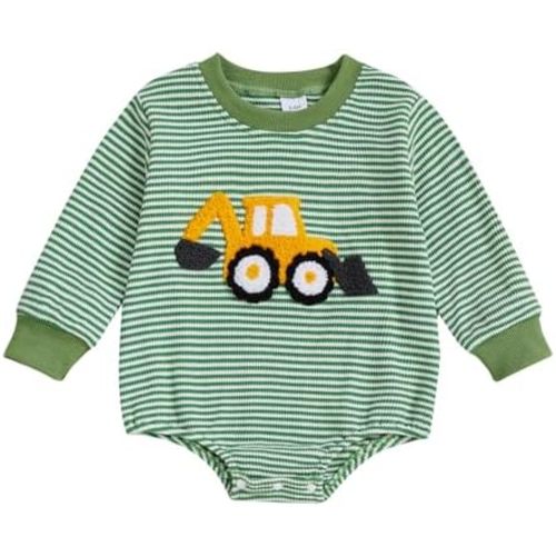 Newborn Baby Boy Clothes Digger Long Sleeve Sweatshirt Romper Pullover Sweater Onesie Cute Fall Winter Outfits