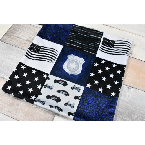 Police Lovey - Police Mini Blanket - Cop Lovey - Law Enforcement Lovey - Police Baby Gift - Police Security Blanket - Lovey - Minky Lovey