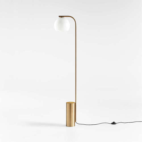 Arren Brass Floor Lamp with Milk Round Shade 56"