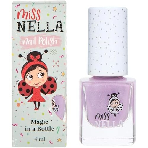 MISS NELLA BUTTERFLY WINGS-Safe Special Glitter lilac Nail Polish for Kids, Non-Toxic & Odor Free Formula for Children and Toddlers, Natural Water Based for Easy Peel Off