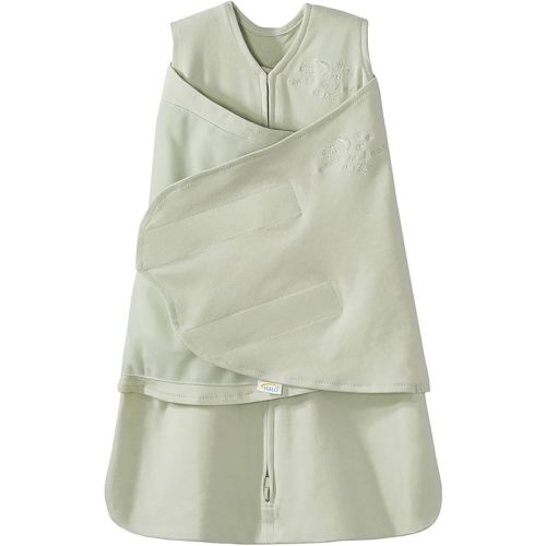 HALO 100% Cotton Sleepsack Swaddle, 3-Way Adjustable Wearable Blanket, TOG 1.5, Sage, Small, 3-6 Months