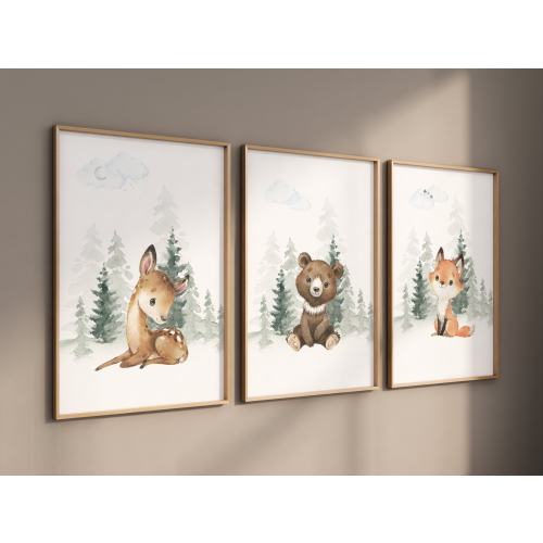 Nursery decor woodland, Woodland Nursery Wall Art, Woodland Print Set, animal prints, Woodland Animal Prints, gender neutral nursery