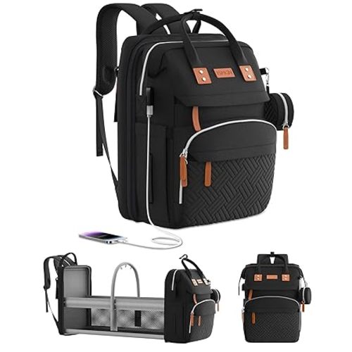 Diaper Bag Backpack with Changing Station, Large Diaper Bag, Baby Bag, Multifunctional Diaper Bag, Black