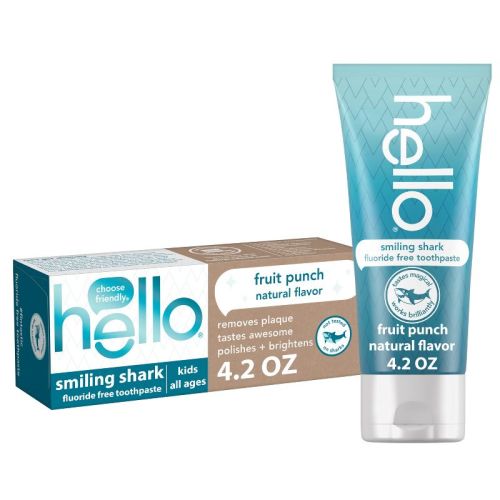 Hello Smiling Shark Fluoride Free Kids Toothpaste - Natural Fruit Punch - 4.2oz