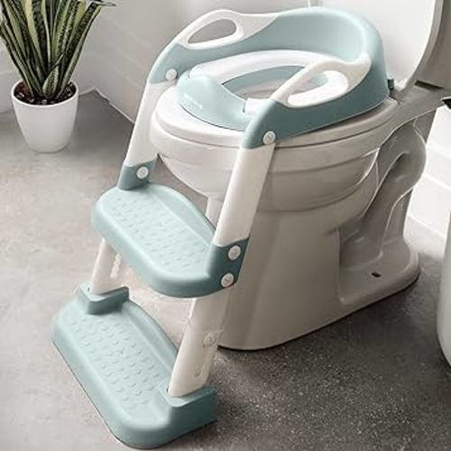 Jool Baby Potty Training Seat with 2 Step Ladder for Toddlers - Splash Guard, Adjustable Height (Aqua)