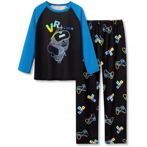 Beezizac Pajamas for Boys Game/Ninja/Dinosaur Long Sleeve & Pants PJ Size 6-18