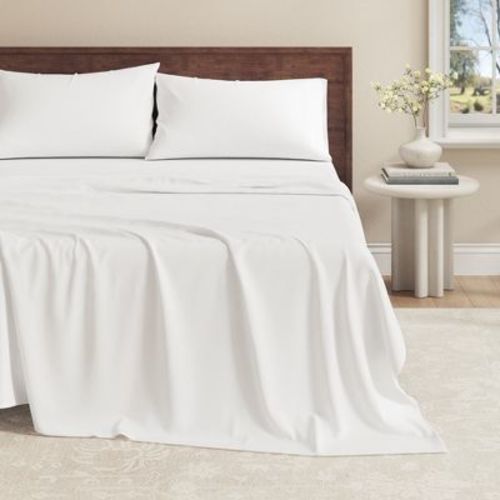 100% Organic Cotton Jersey Sheet Set - Great Bay Home (Full, White)