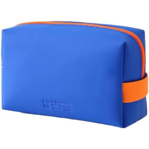 Small Makeup Bag Travel Cosmetic Bag for Women Zipper Pouch Makeup Organizer Bag PU Leather Waterproof Cute Toiletry Bags(blue)