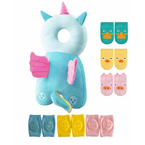 JunNeng Toddler Baby Head Protector Backpack for Toddler Walker with Knee Pads&Anti-Slip Socks, Angel