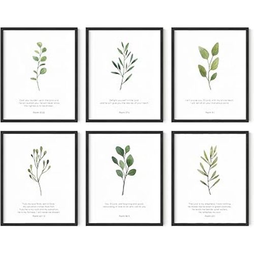 HAUS AND HUES Bible Verses Wall Decor – Set of 6 Christian Scripture Art Prints, Bible Verse Wall Decor, Inspirational Christian Wall Art, Religious Posters (Black Frame, 8x10)