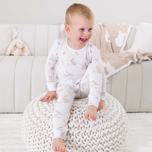 Hop Little Bunnies Waffle Two Piece Pajama Set